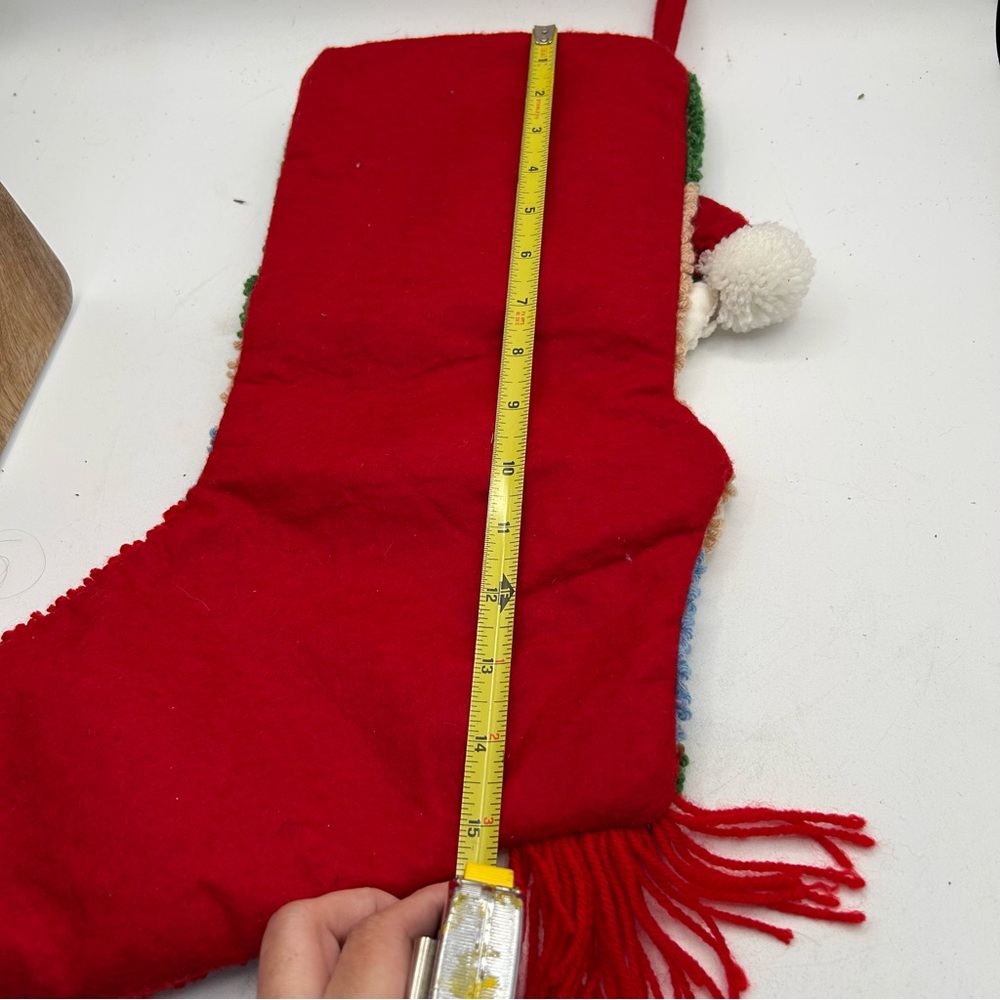 Festive Santa Christmas Stocking with Graphic knitted Santa with scarf - Picture 5 of 5